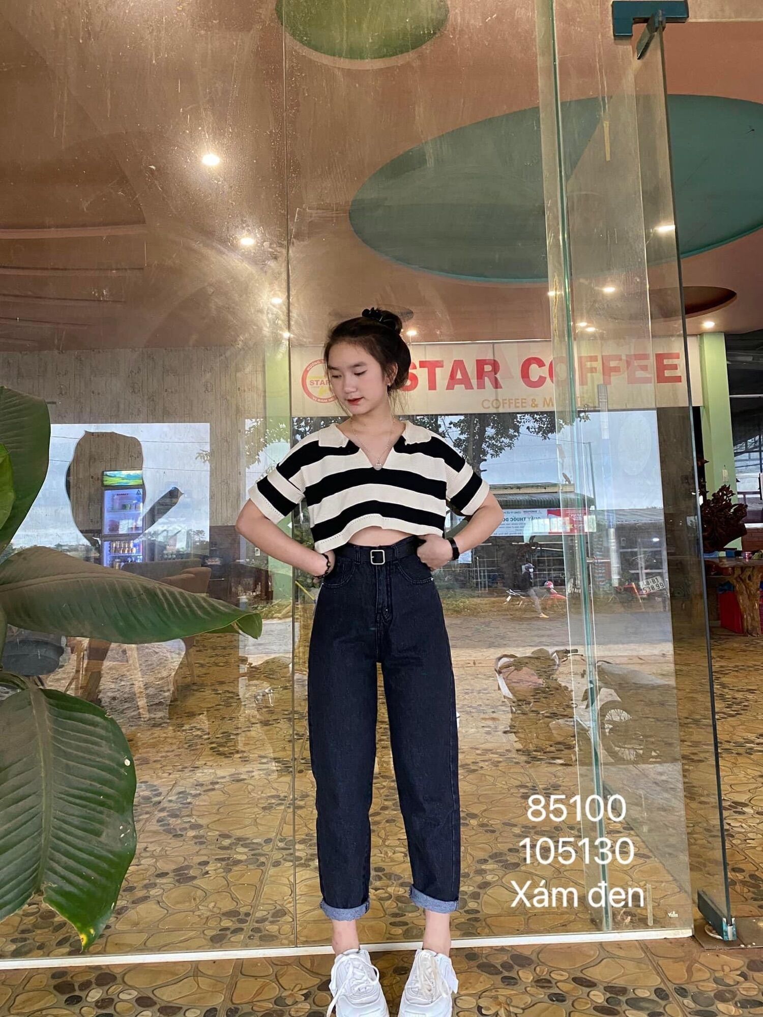 Baggy Jeans Lưng Cao Trơn