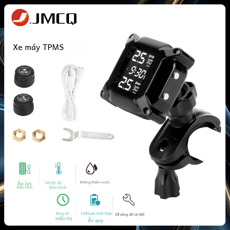 Hệ Thống Giám Sát Áp Suất Lốp Xe Máy 0-6.6bar Tpms Cảm Biến Có Đồng Hồ Kiểm Tra Lốp Xe Kiểm Tra Công Cụ Chẩn Đoán Xe Máy Phụ Kiện