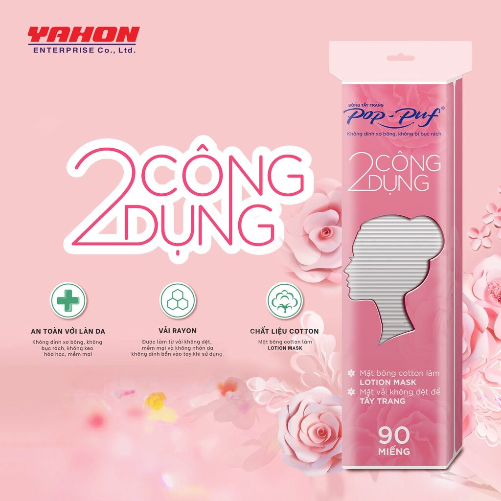 (TẶNG 30 MIẾNG) Bông Tẩy Trang Pop Puf Túi Zip 90 Miếng
