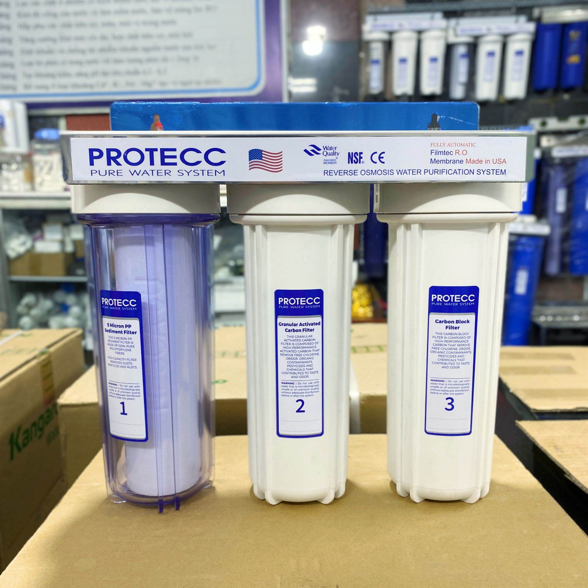 Bộ lọc thô 3 cấp lọc 10 inch - lọc nấu ăn, lọc rửa rau, lọc dưới gầm bếp