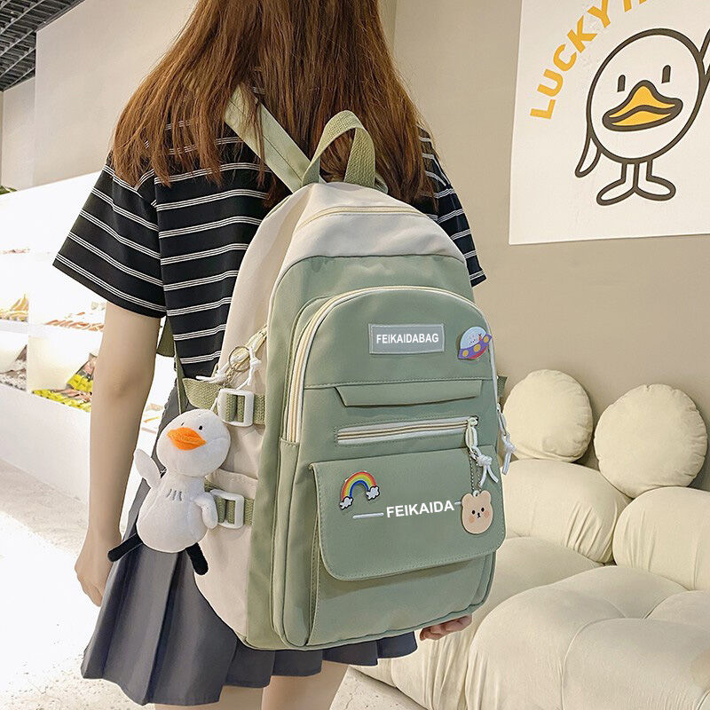 Cặp sách sức chứa lớn ins ba lô sinh viên đại học trung học phong cách hàn quốc cho nữ ba lô hai vai lớp 3 đến 6 học sinh tiểu học cấp hai