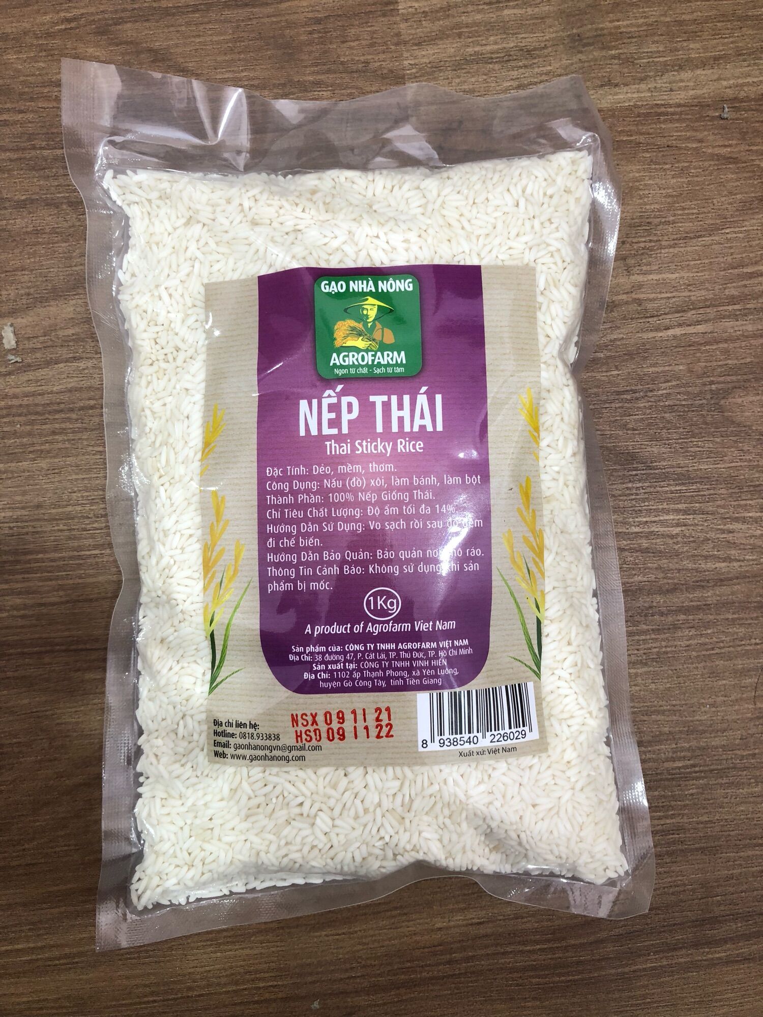 Gạo nếp Thái Agrofarm túi 1kg