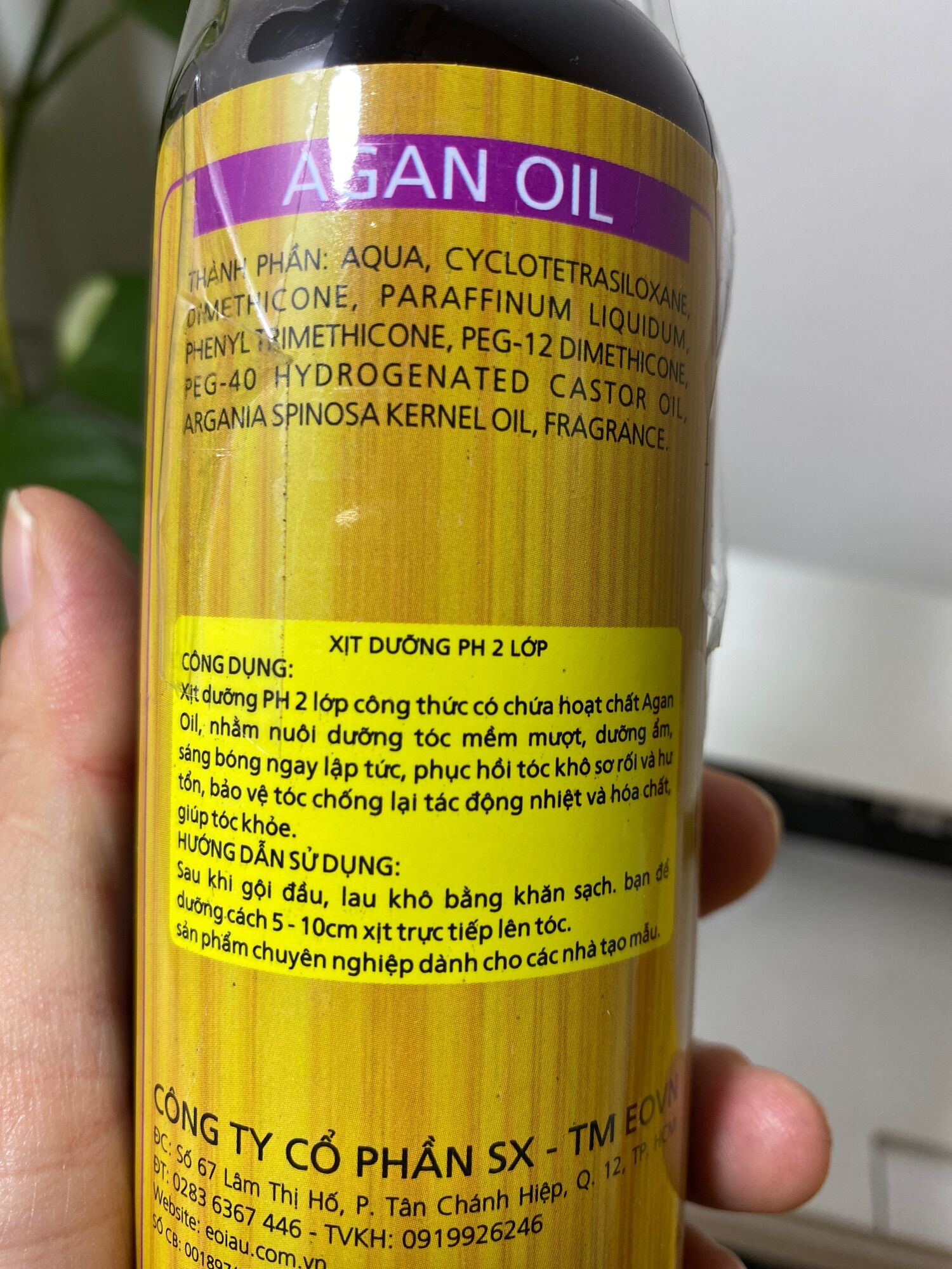 Xịt dưỡng tóc tinh chất AGAN OIL 250ml