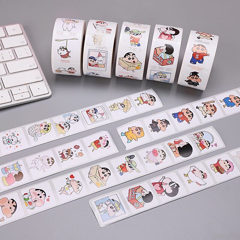 Cuộn 500 tem/nhãn dán sticker thank you trang trí gói hàng hoạ tiết dễ thương|