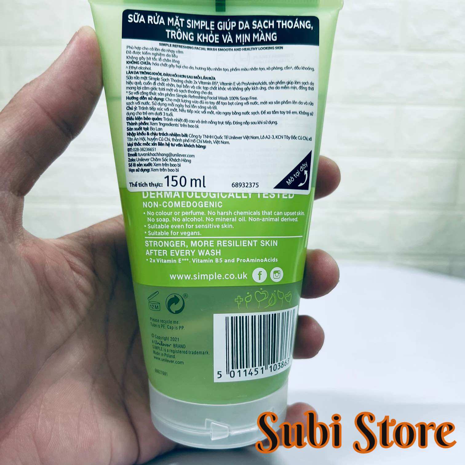 Sữa Rửa Mặt Dành Cho Da Nhạy Cảm Simple Kind 150m(hàng cty)