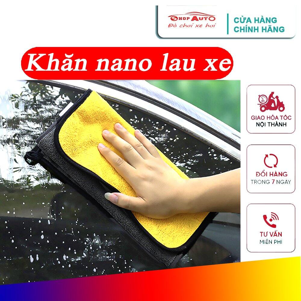 Khăn lau xe ô tô Microfiber 2 lớp siêu thấm hút, sợi mềm mịn, cực dày tránh xước xe - Khăn lau xe ô tô chuyên dụng không xù, không ra lông, thấm hút tốt