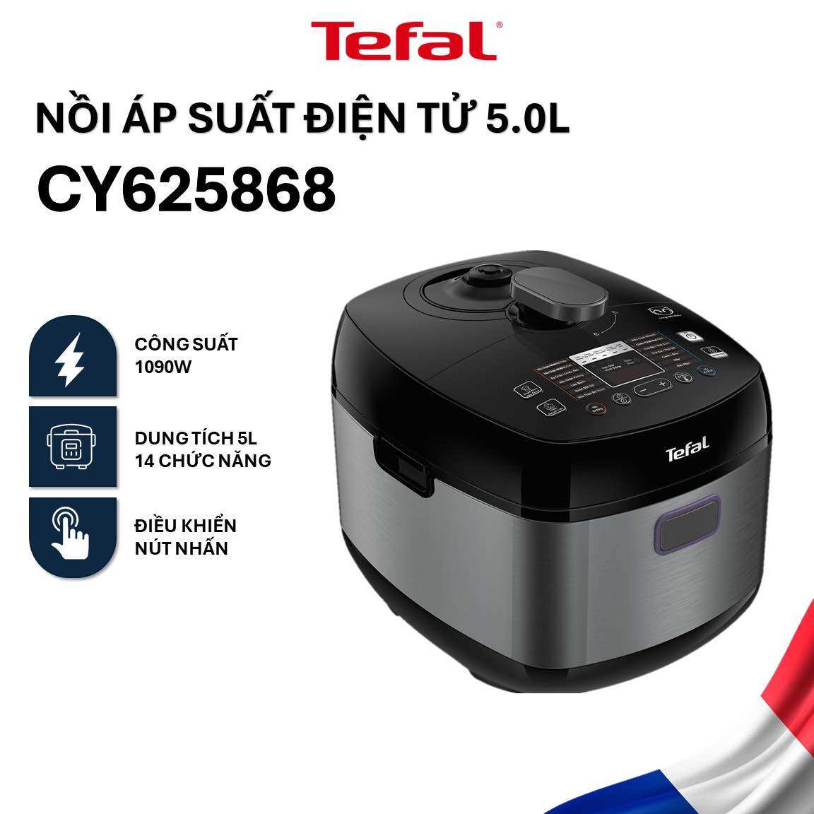 Nồi áp suất điện tử tefal cy625868 - 1000w, 5l