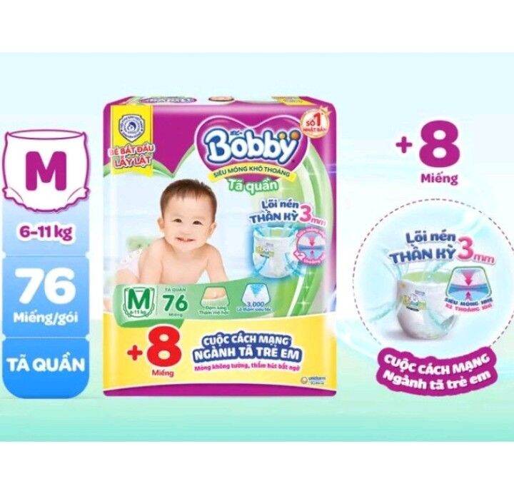 [Tặng 8 miếng ]Tã quần Bobby M76 cho bé từ 6kg đến 11kg
