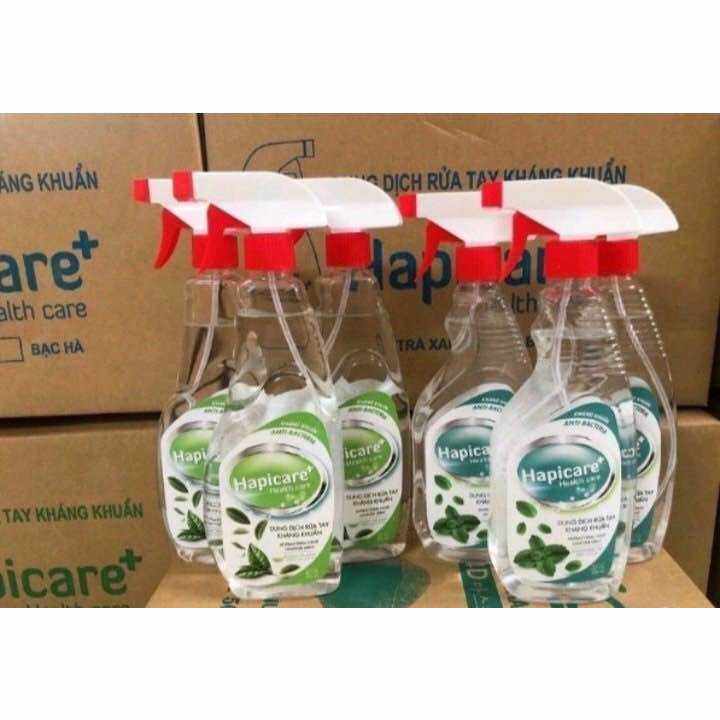 Dung Dịch Xịt Sát Khuẩn Hapicare hương bạc hà và hương trà xanh chai 500ml
