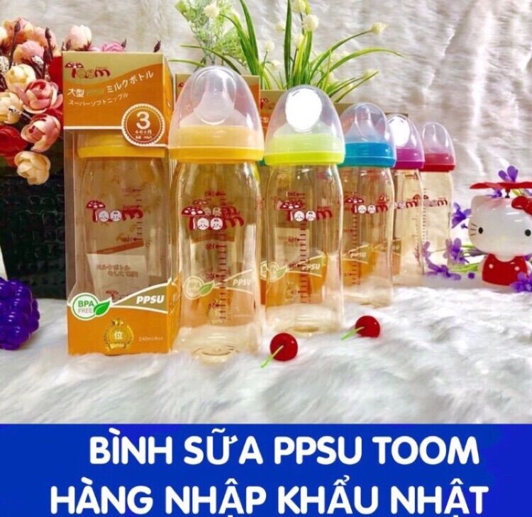 Bình Sữa TOOM PPSU Cổ Rộng 240ml - Tặng kèm 1 núm ty thay thế