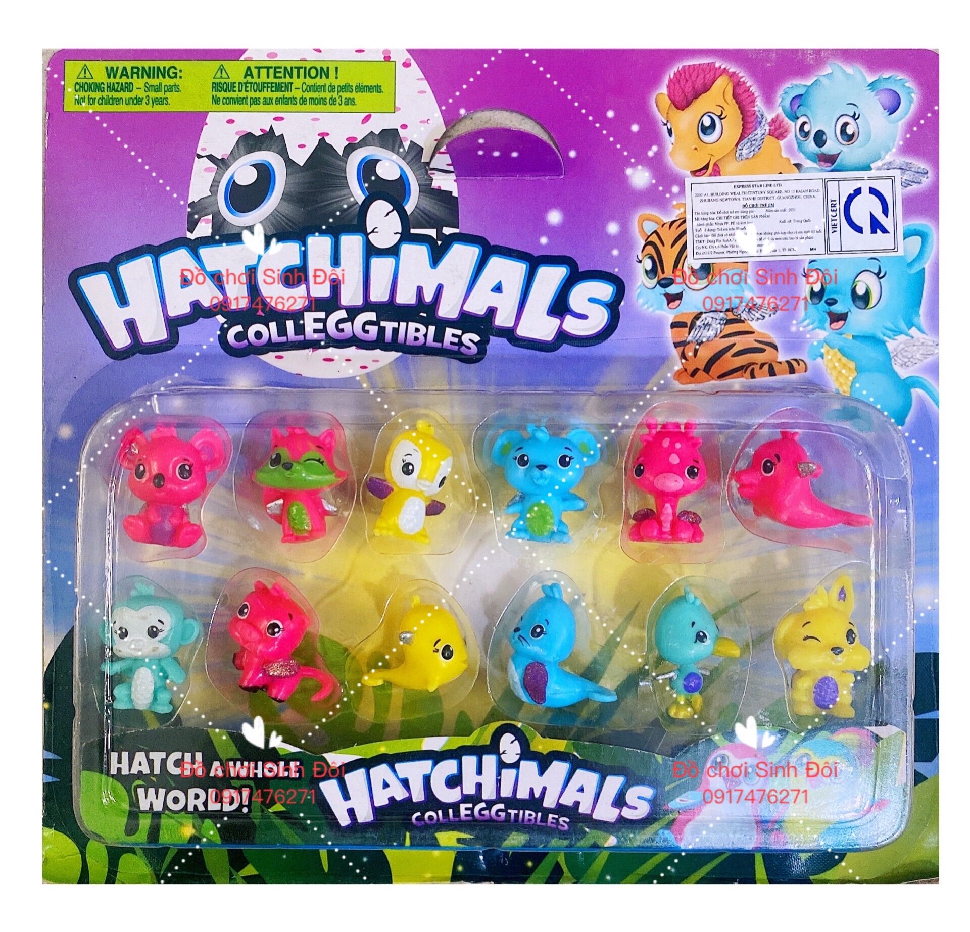 Thú hatchimal - vĩ 12 con ( 3cm )