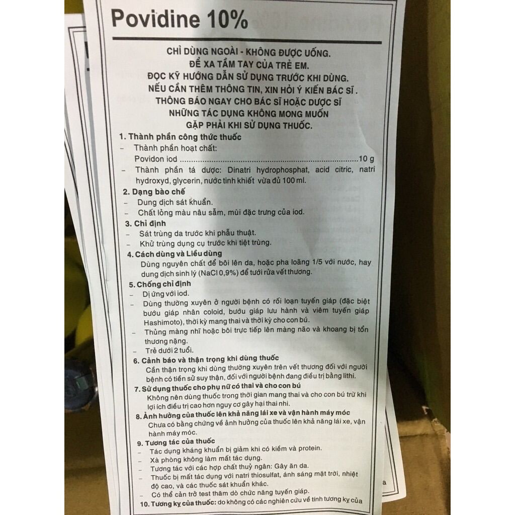 [Chai 500ml] Dung Dịch Sát Khuẩn Povidine 10% 500ml