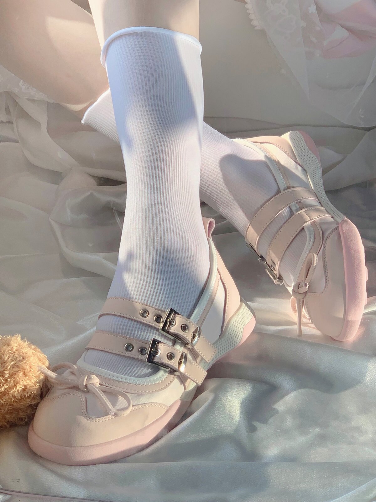 Giày Thể Thao Ballet Thoải Mái, Đế Phẳng, Nơ Bướm, Giày Lolita Mềm Mại, Giày Bốt StarsCrwon, Giày Thường Ngày Cho Nữ