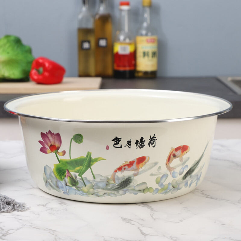 Nồi canh gia dụng nhà bếp tráng men tráng men lư hương âu lệ gia nồi nhào bột tráng men bát đánh trứng rửa rau nồi tráng men trộn rau