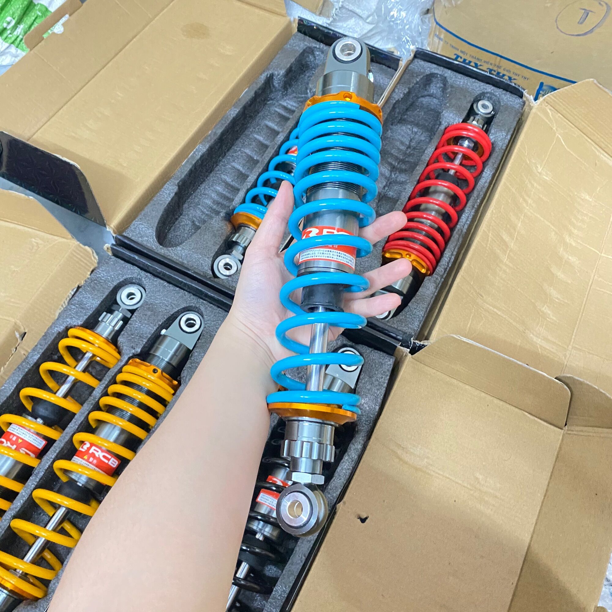 Phuộc nhún sau RCB gắn cho các loại xe số Dream Wave Axelo Ellegant Cub 330mm...