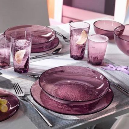 Bát đĩa thủy tinh Hya Purple