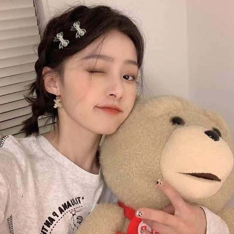 Kẹp tóc nơ trong suốt mini trâm bella