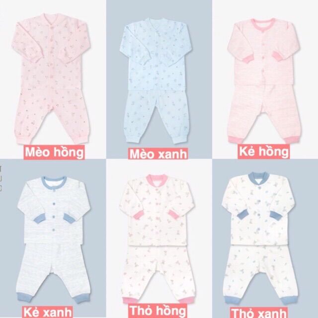 Bộ dài tay cài giữa miomio bé trai bé gái (0m-24m)