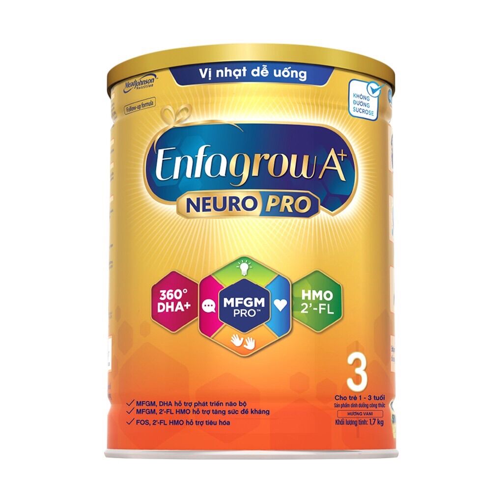 Sữa bột enfagrow a+ 3 1,7kg vị nhạt dễ uống 1.7kg