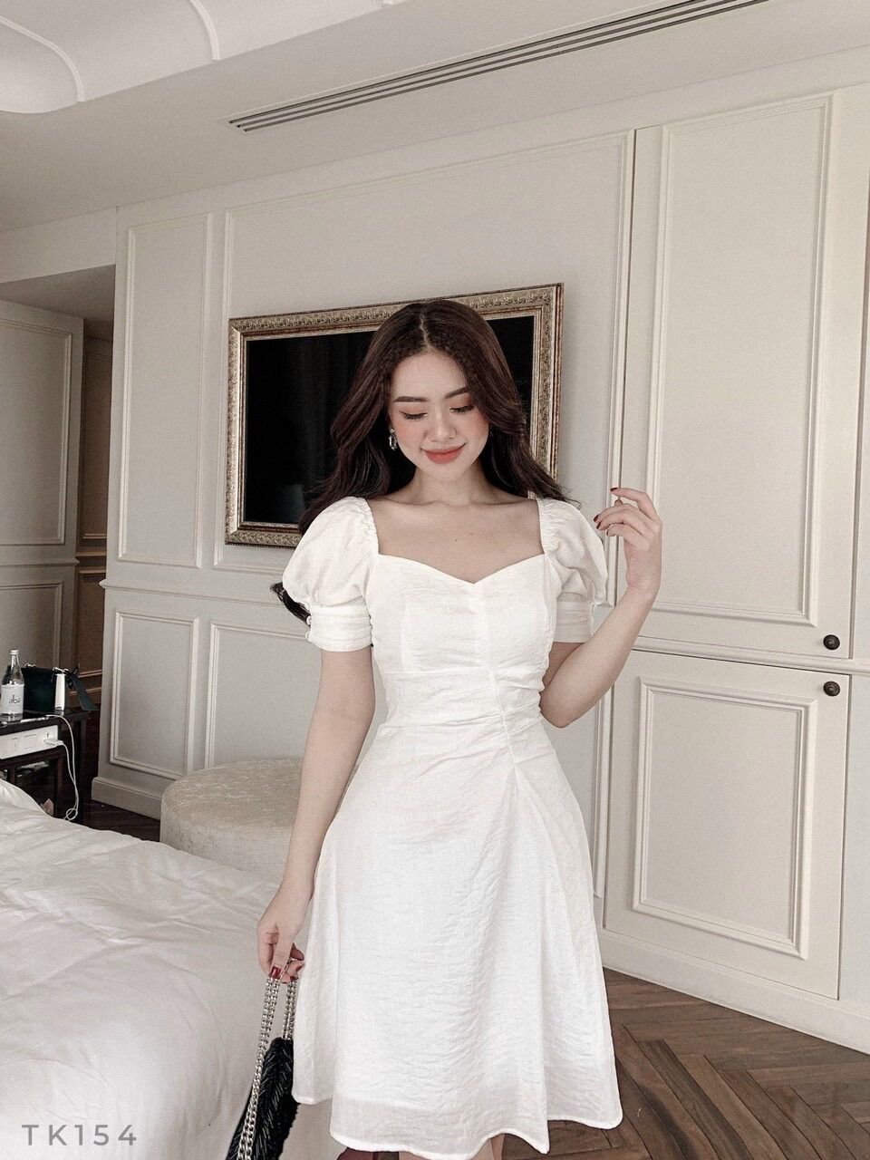 ĐẦM TRẮNG TAY NGẮN(CÓ ĐỦ SIZE SML)