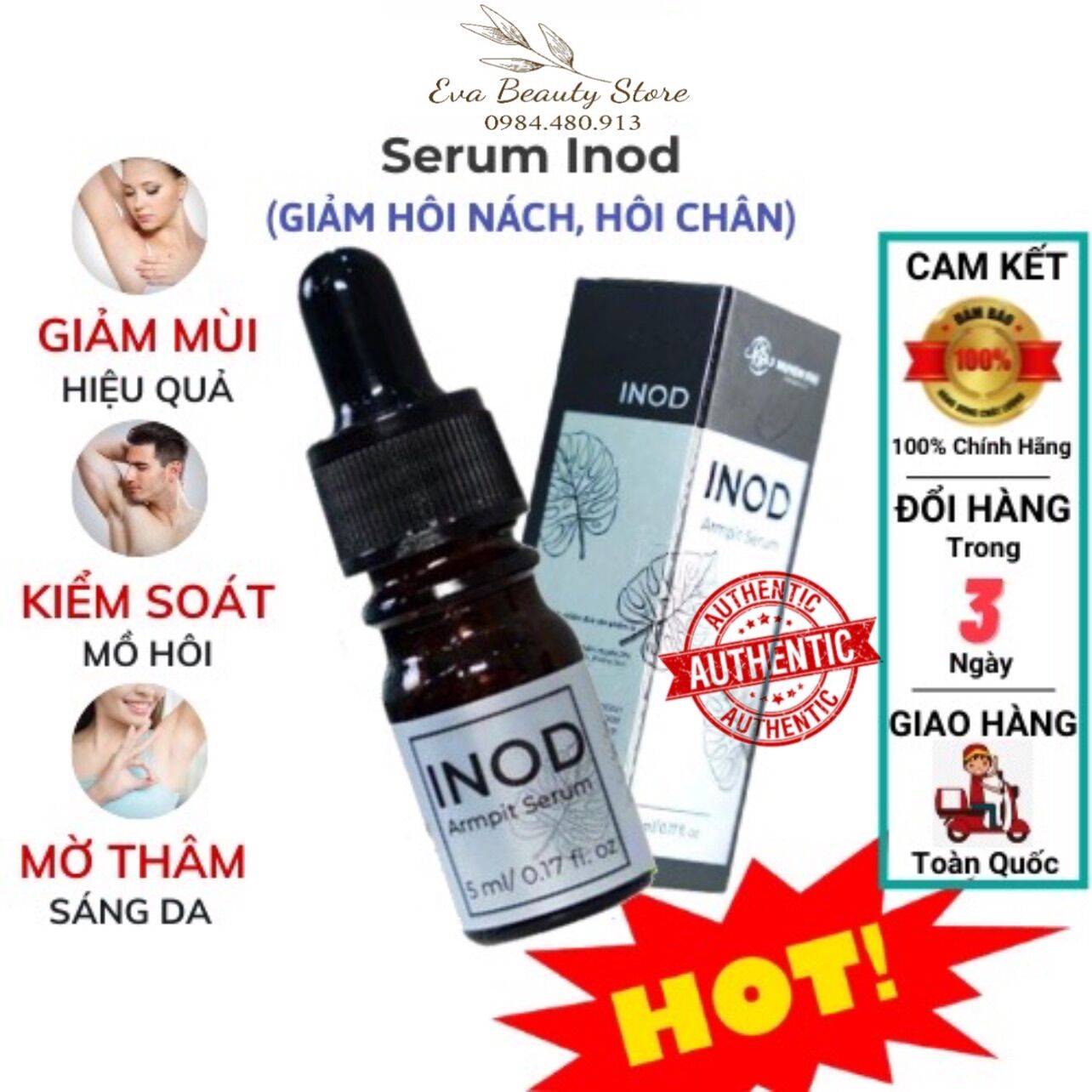 Serum hôi nách inod huyền phi chính hãng - khử mùi hôi nách, hôi chân, mờ thâm sáng da
