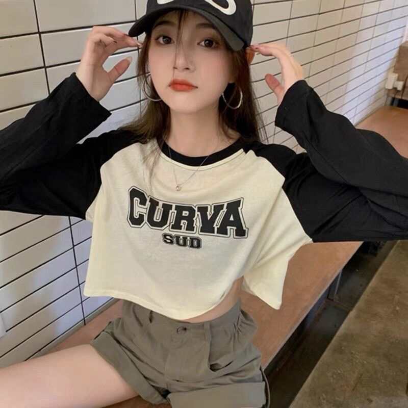 Áo croptop tay dài thun cuva bg
