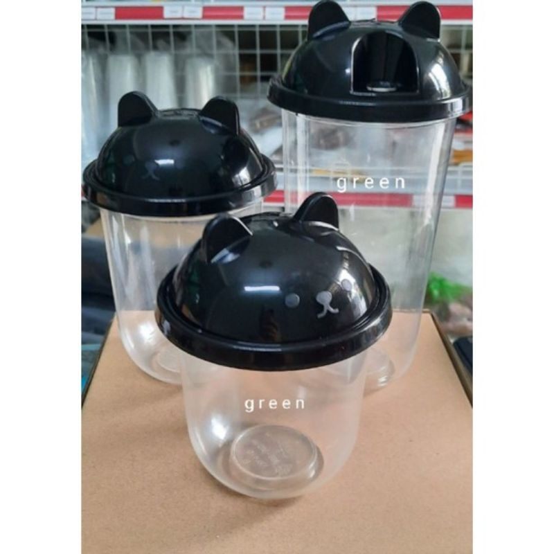 Set 50 ly bầu cốc bầu cốc chữ u nắp gấu đen trắng