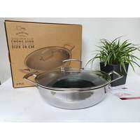 Chảo Lẩu chống dính sâu lòng 2 quai BLACKCUBE FIVESTAR 3 lớp đáy liền inox 304 siêu bền 24cm / 26cm / 28cm