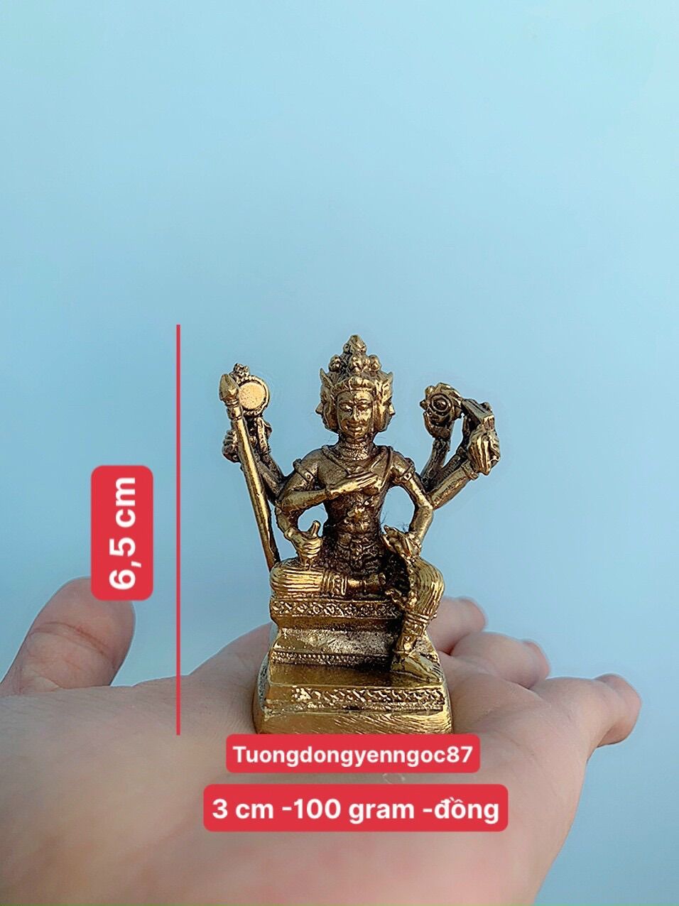 Tượng đồng phật tứ diện cao 6,5 cm