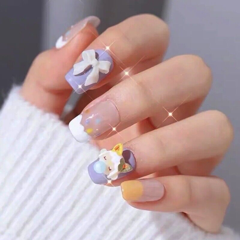 [HCM]Bộ 24 Móng Tay Đính Đá Nhiều Mẫu Kèm Keo