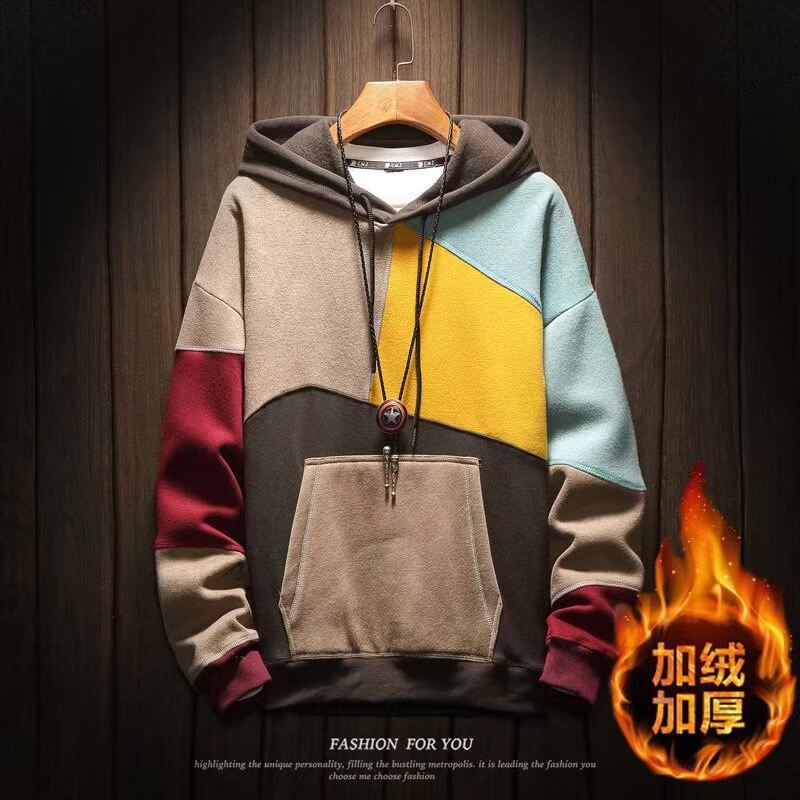 Áo Hoodie Áo Khoác Nam Lót Lông Thu Đông Nam Áo Nam Liền Mũ Trào Lưu Thanh Thiếu Niên Dày Dặn Mùa Đông Mẫu Mới 2021