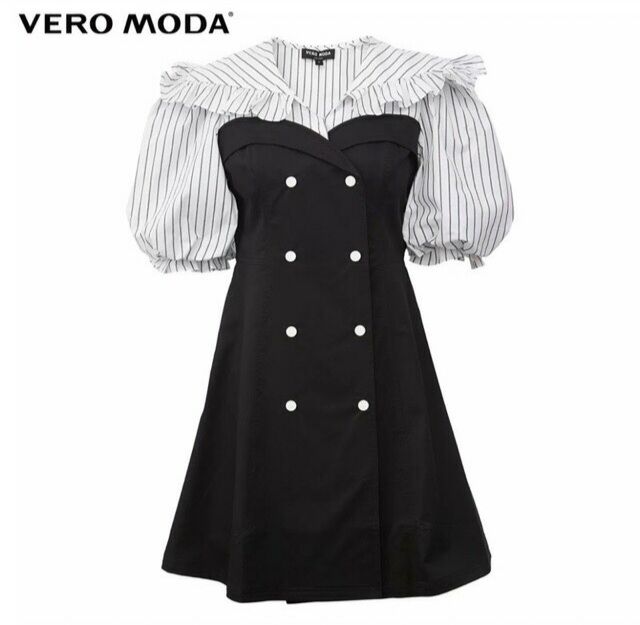 [Size S-M] Vero Moda Đầm denim phối tay phồng newtag