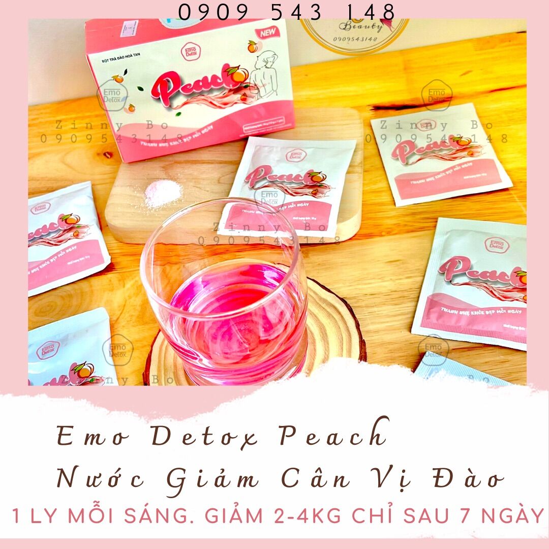 (Emoslim new) Nước Giảm Cân Vị Trà Đào Peach Slim - Emo Detox
