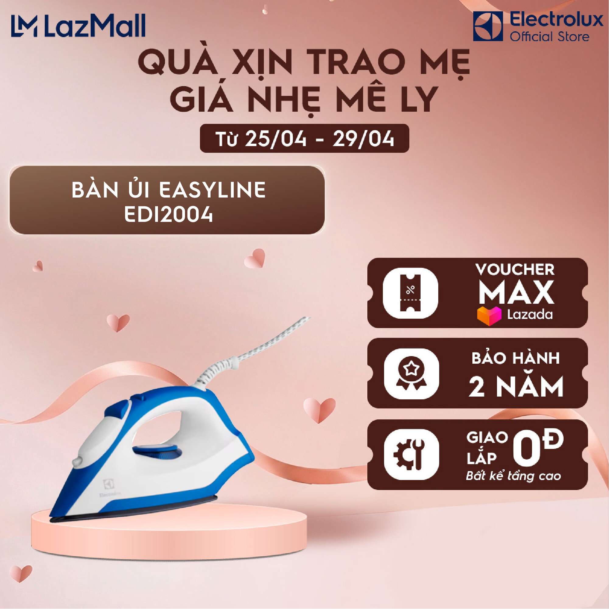 Bàn ủi Electrolux EasyLine EDI2004 - Mặt đế chống dính, là ủi dễ dàng và mượt mà, dễ dàng điều khiển, tiếp cận khu vực khó nhất