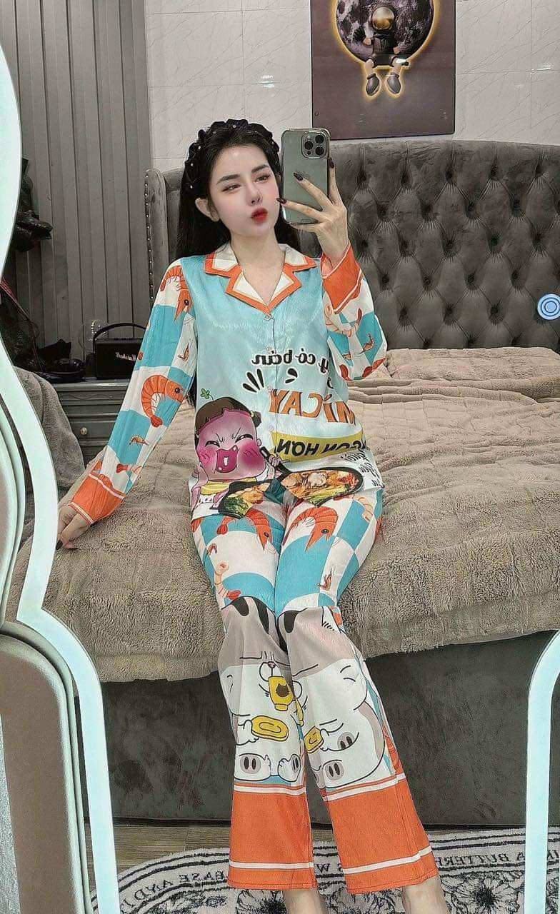 Bộ lụa xước hot trend, tay dài quần dài