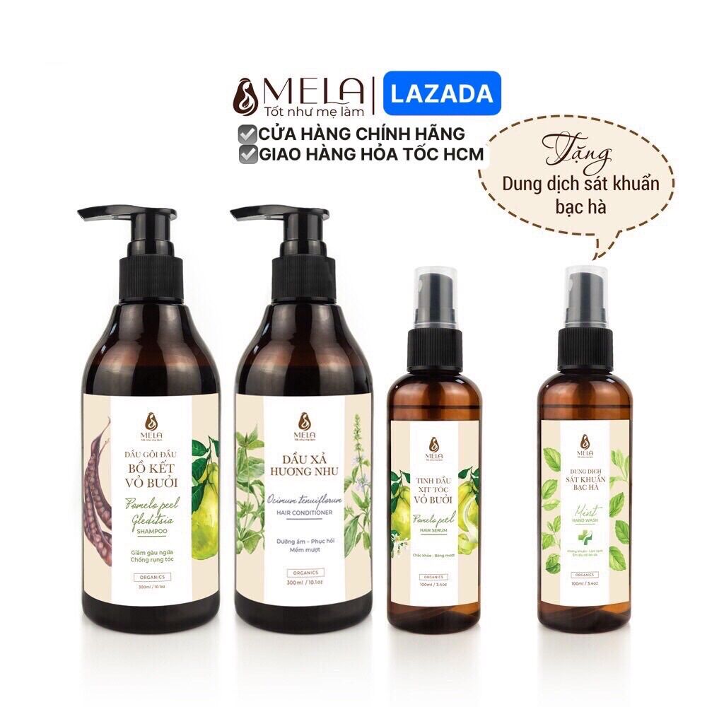 Bộ Sản Phẩm Chăm Sóc Tóc Toàn Diện MELA, Nuôi Dưỡng Chắc Khoẻ Mềm Mượt Ngăn Gãy Khô Tóc