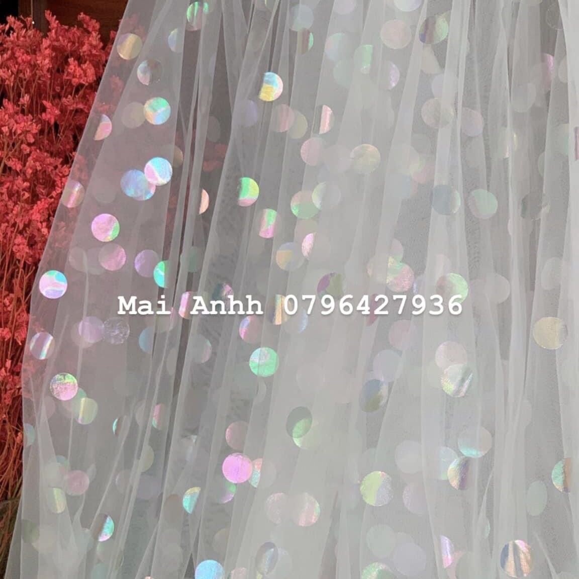 Lưới Trắng Mềm In Chấm Bi Phản Quang