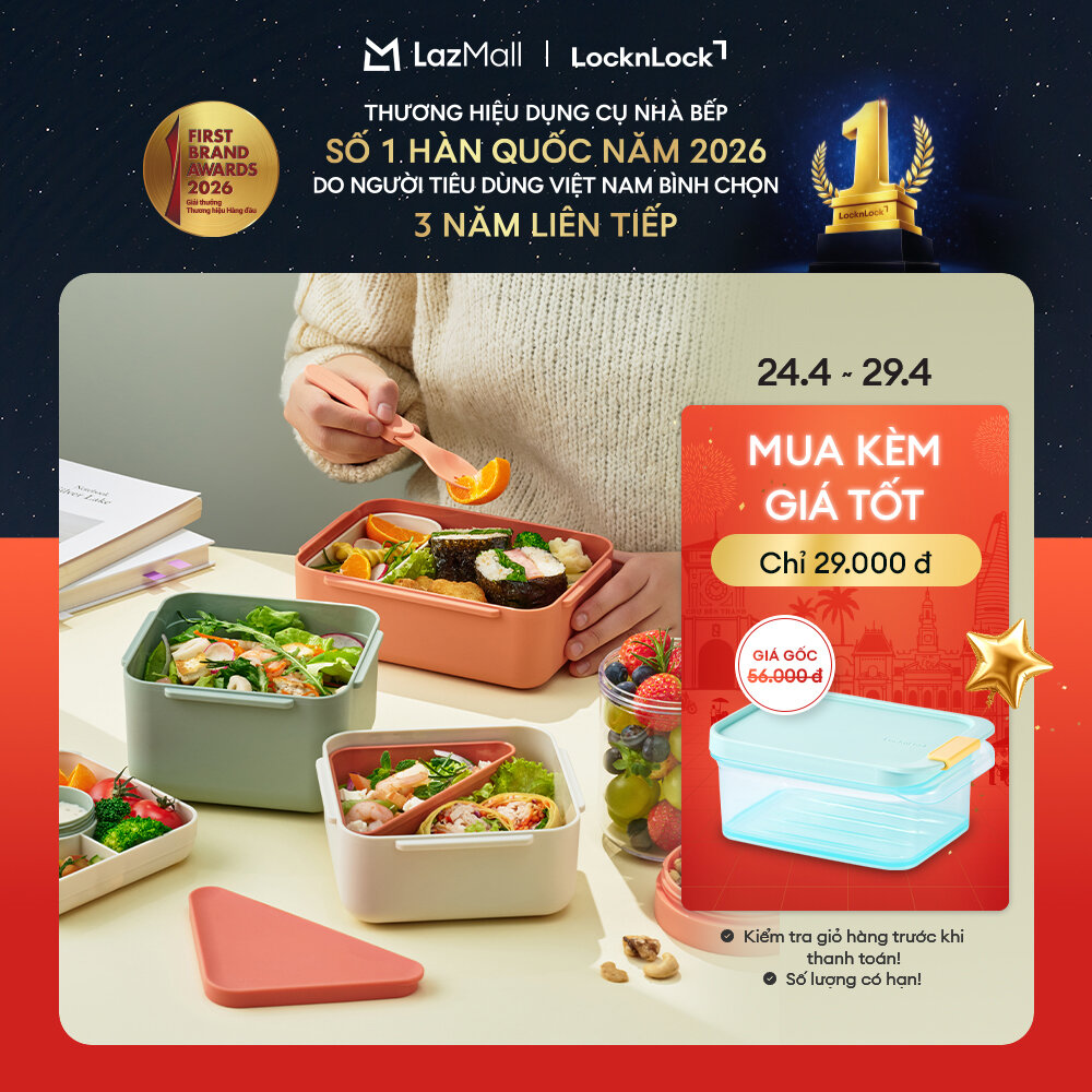 Hộp đựng cơm / salad LocknLock TO-GO bằng nhựa chịu nhiệt cao LCB410 / LCB411 / LCB412 dung tích 920ml / 1.25L / 1.3L