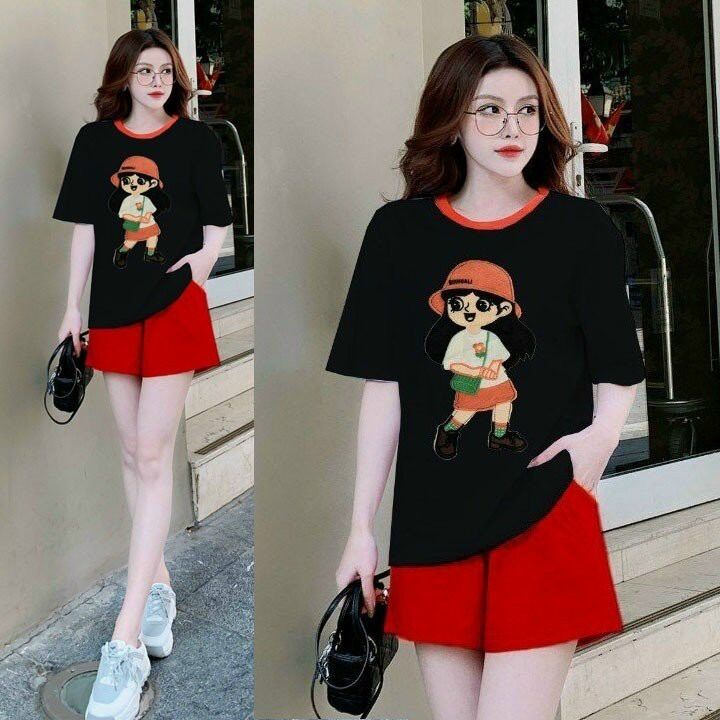 BỘ SHORT COTTON THÊU LOGO Q CHÂU CAO CẤP