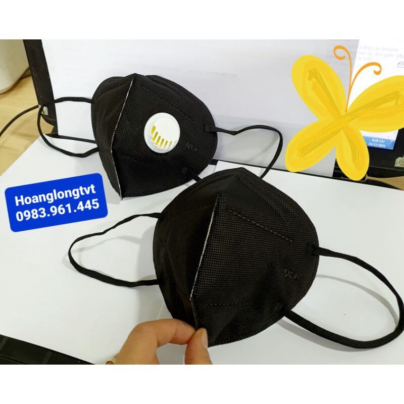 Khẩu trang y tế N95 MÀU ĐEN CÓ VAN THỞ (set 10 chiếc)
