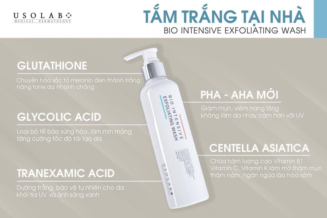 [Hàng chính hãng] Sữa tắm trắng da Bio Intensive Exfoliating Wash Usolab 250