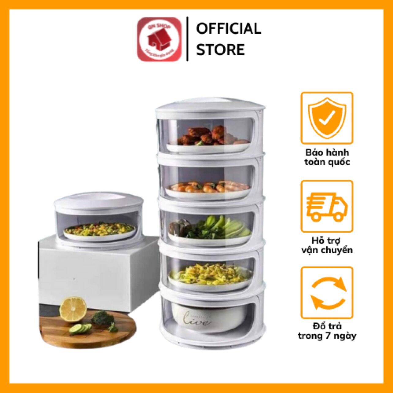Lồng bàn 5 tầng, hộp đựng thực phẩm 5 tầng, bảo quản thực phẩm 5 tầng tiện lợi, chống bụi, côn trùng