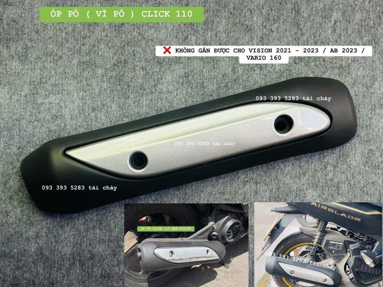 Ốp pô click 110 gắn cho vario 2015 - 2020 / ab 2015 - 2020 / vision 2015 - 2020