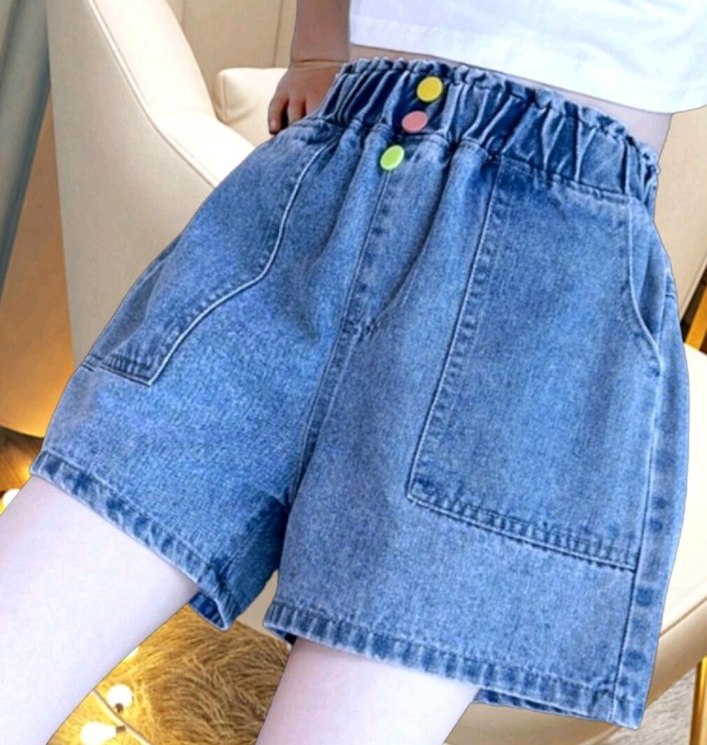 Quần sooc jean sz 20_45kg, Chất jean mềm mịn, co giãn