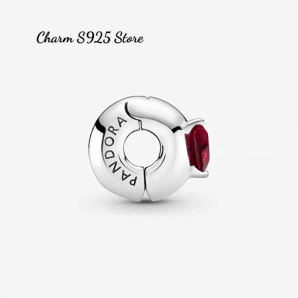 CHARM PAN ALE KHOÁ CHẶN ĐÍNH ĐÁ ĐỎ BẠC S925 CAO CẤP