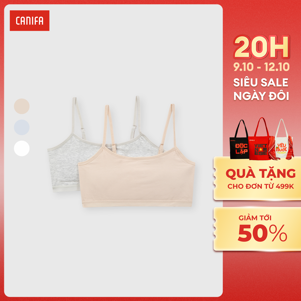 [20H 9-12.10 VOUCHER TỚI 500K] Pack 2 áo lót bé gái CANIFA 1US25A003