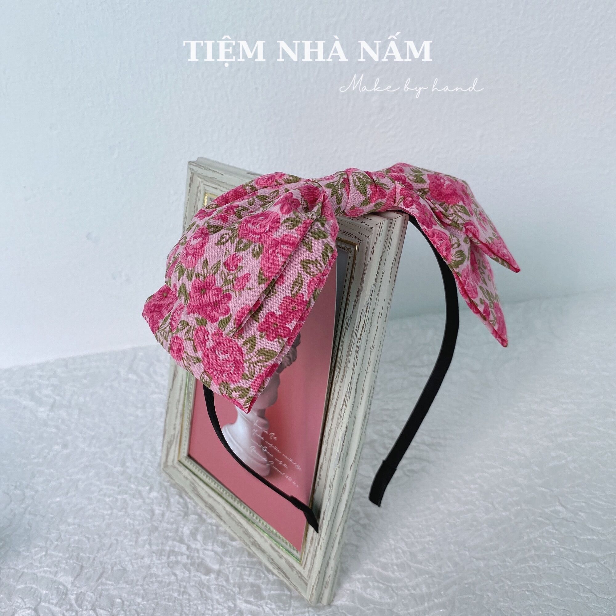 ?? bờm / cài tóc nơ hoa hồng xinh xắn -