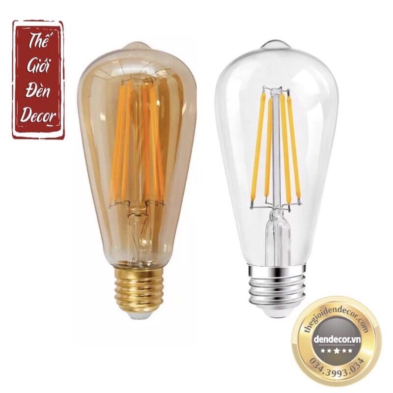 Bóng đèn led edison thuỷ tinh 4w 6w 8w trang trí quán cafe bàn ăn decor