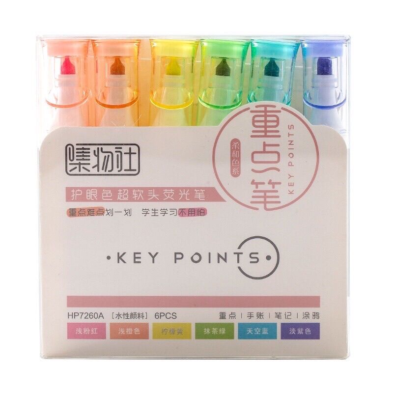 Bộ 6 bút viết dạ quang highlight key points