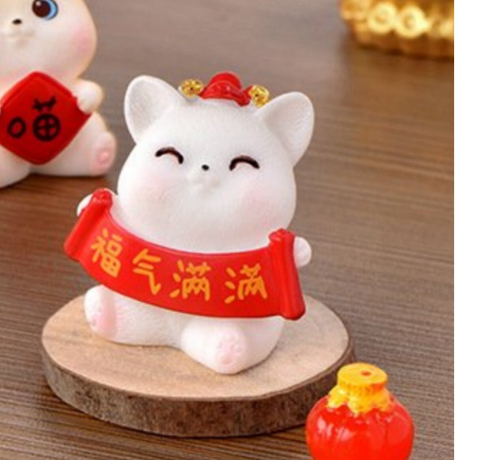 phụ kiện tiểu cảnh trang trí tết con mèo tài lộc decor bàn học văn phòng